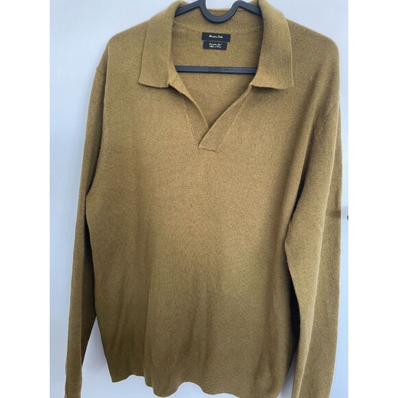 Massimo Dutti Men extra fine Wool Jumper Sweater Size US L mustard sage green - Picture 2 of 9